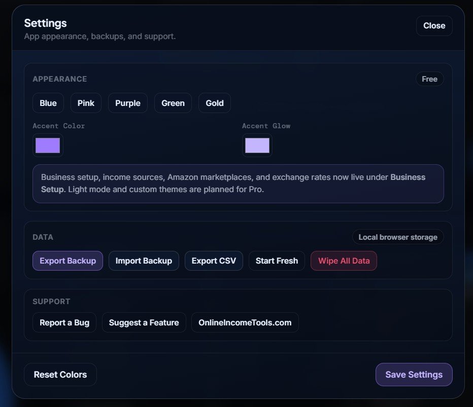 Settings and backups